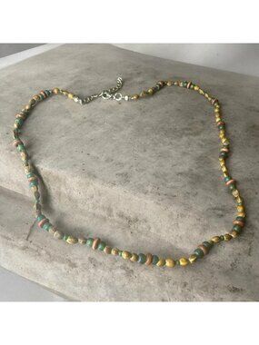 Colorful Beaded Necklace With Adjustable Chain 16 Inches Long